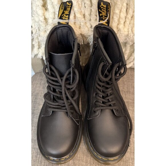 Doc Martens Delaney Youth US 1 Girls Black Leather Combat Boots Zip Ankle Dr - Picture 4 of 11